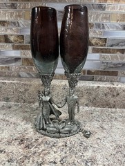 Pewter and Glass Toasting Glasses