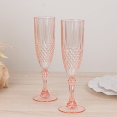 6 TRANSPARENT BLUSH 8 oz Crystal Plastic Champagne Flute GLASSES Party Events