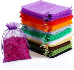 100Pcs Organza Bags, White 4X6(10X15Cm) Satin Drawstring Organza Pouch Wedding P