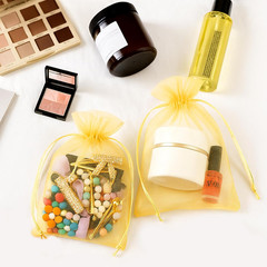 25PCS Gold Organza Bags 5×7 inches, Sheer Mesh Jewelry Pouches, Organza Gift Bag