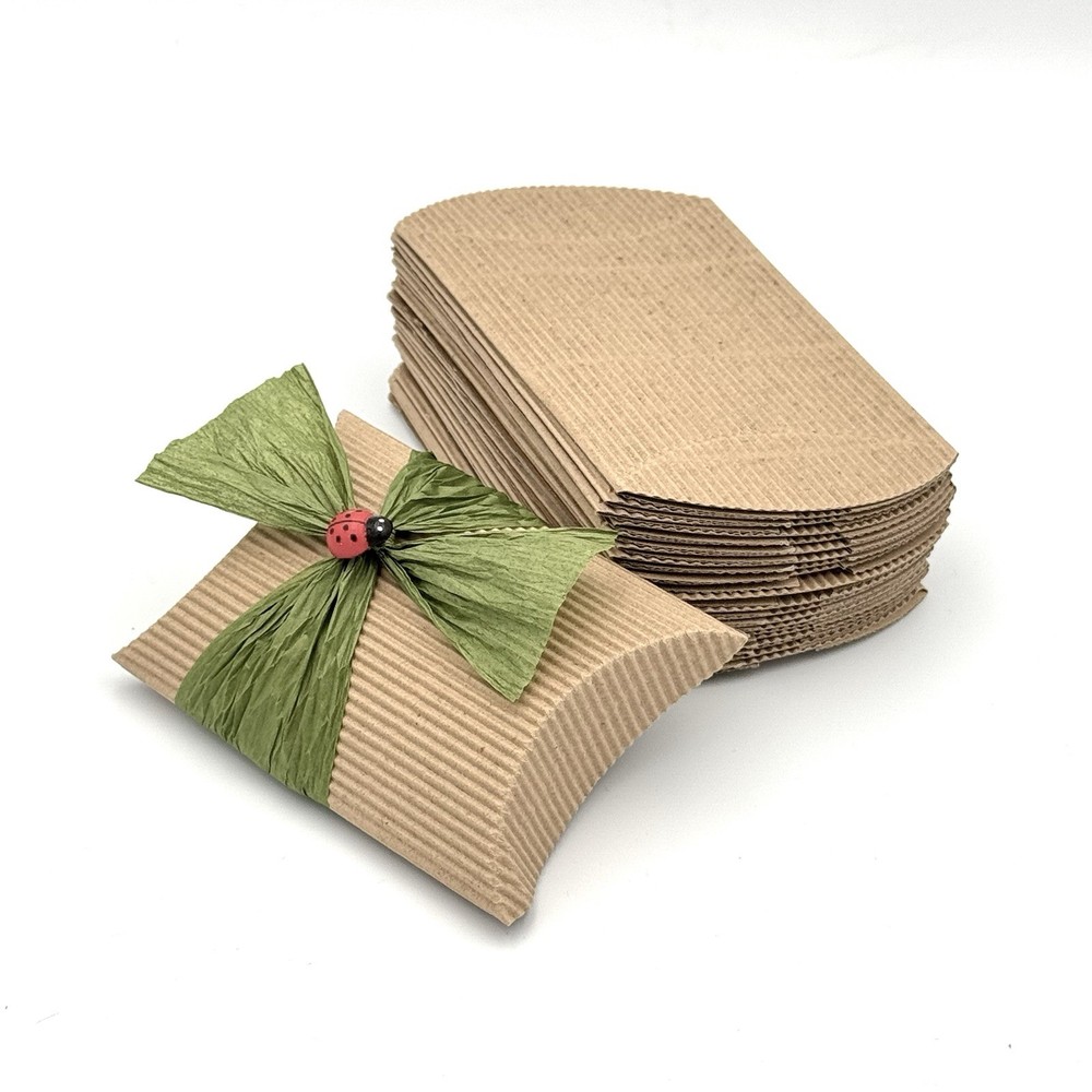 20 Pcs Corrugated Kraft Pillow Box Gift Party Favor Jewelry Candy Goody Bag