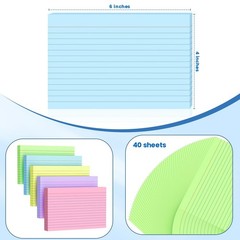 200 Count Index Cards 4×6 Inch, Colored Flash Card (40 Sheets Each), Note Tak…