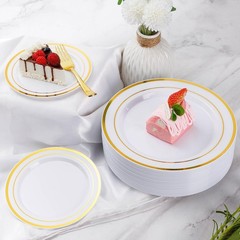 Goodluck 150 Pieces Gold Disposable Plates For 25 Guests Plastic Party Wedding