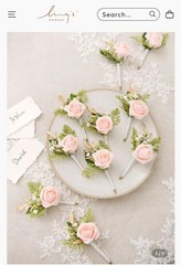 Ling’s Moment Artificial Pink Rose Wedding Bouquets w/ Greenery, 10 Pack