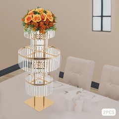 Gold+Clear 2PCS Flower Stand, Crystal Flower Stand, 5-tier Crystal Flower Stand