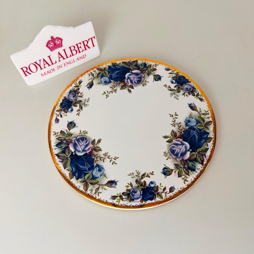 Royal Albert Moonlight Rose Teapot Trivet – English China Coaster, Blue Floral V