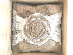 STUDIO HIS & HERS Burlap & Lace Floral Ring Pillow 604900