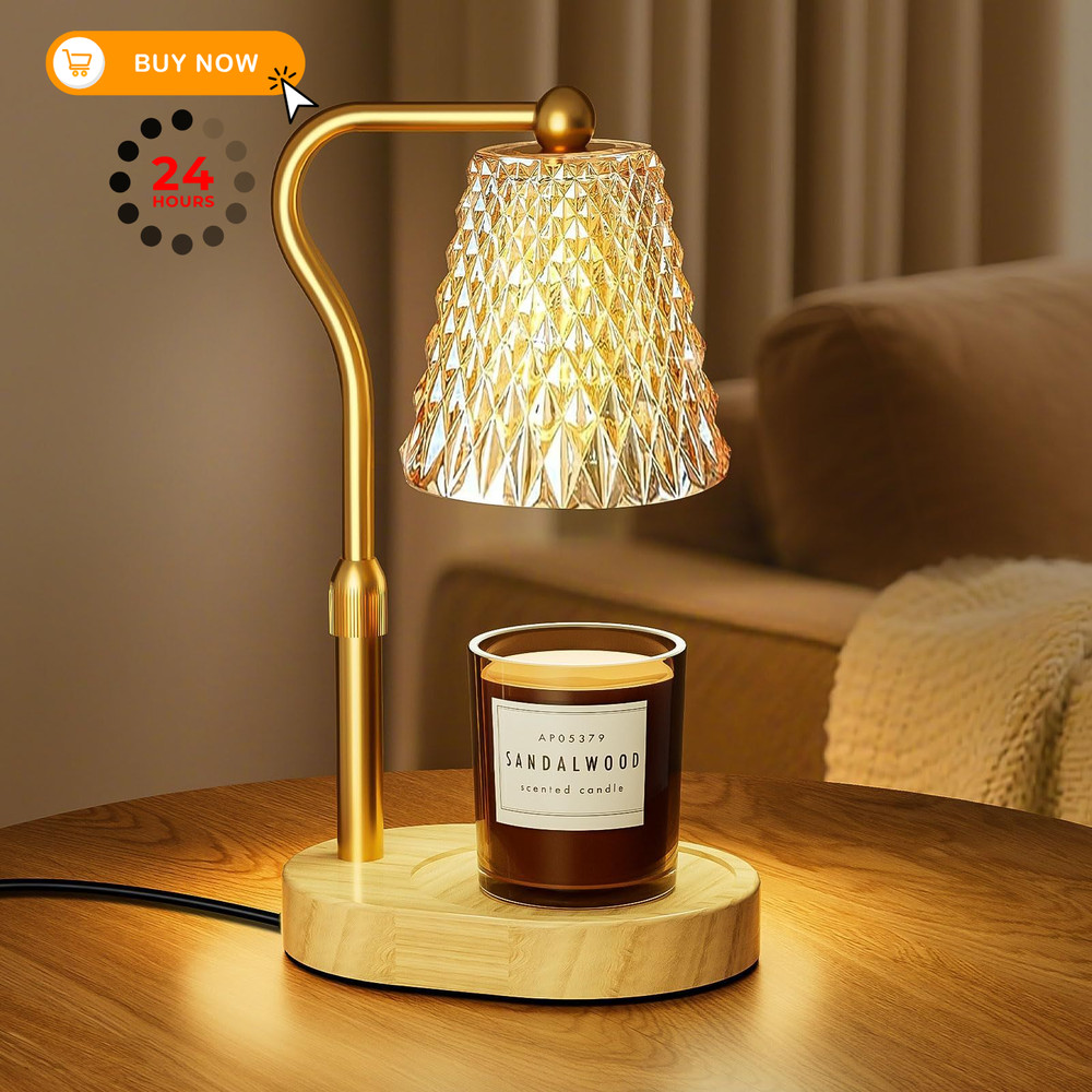 Candle Warmer Lamp with Timer Dimmer, Birthday Gifts for Women Amber-gold