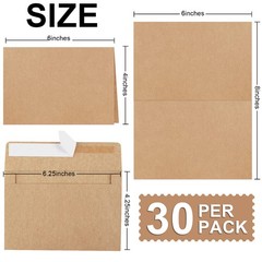 Blank Cards and Envelopes 4×6, 30 Pack Brown Invitation A4 (4x6in),