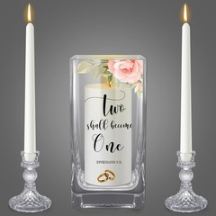 Unity Candles With Holder Wedding Ceremony Set 6 In Pillar 9.8 In Taper Flower