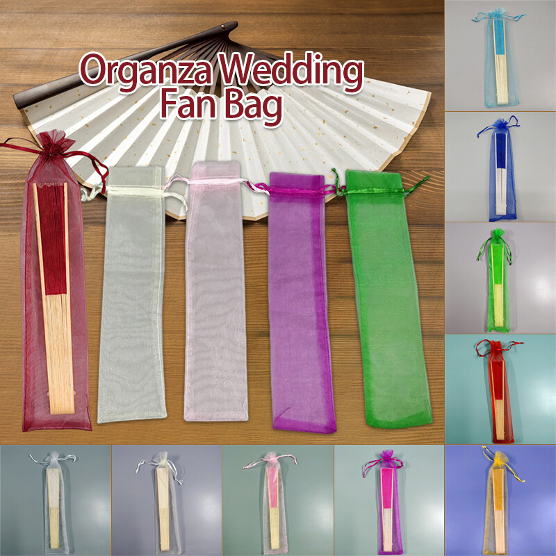 50PCS Organza Wedding Fan Bag Drawstring Candy Organizer Party Favor Gift Bag.