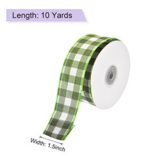 Plaid Check Ribbon, 1.5 Inch x 10 Yards Gingham Ribbon, Moss Green