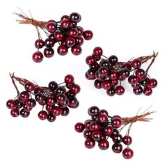 hoyuwak Burgundy Christmas Ornaments – 100 Pcs Artificial Holly Berries on