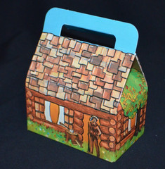 Lot of 40 Vintage Log Cabin Folding Gable Box 5 x 3 Baked Goods Candy Gift Favor