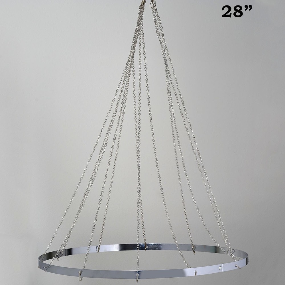 28″ Silver Metallic Ceiling Draping Hoop Ring Hardware Kit for Party Decorations