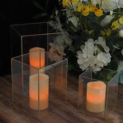 3 Gold Clear Acrylic Metal Frame CANDLE HOLDERS Party Events Centerpieces