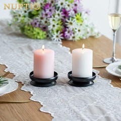 Set of 2 Black Iron Pillar Candle Holders Spike Holder 2 Pcs,