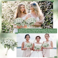 Wedding Artificial Bridesmaids Set of 6 Bridesmaid Bouquets White Gypsophila