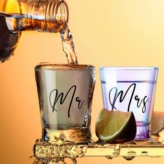 Sumind 2 Pcs Mr and Mrs Bride and Groom Wedding Wine Glasses Funny Bride 2 oz…