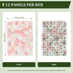 Flower Wall Panel Artificial Flower Wall Backdrop Flower Decoration 12 Pcs