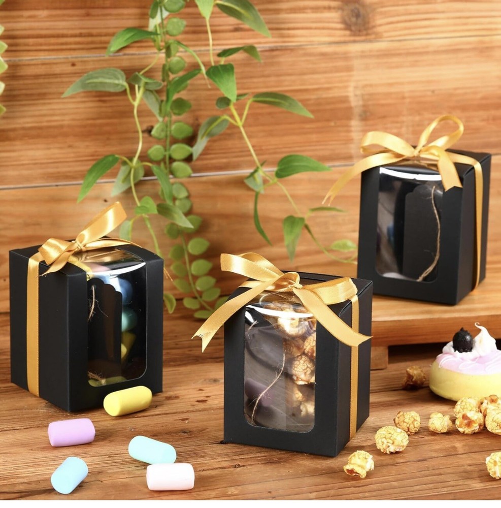 Style Display Gift Boxes 47 Count Paper Gift Boxes 4″ X 3″ With Yellow Ribbon