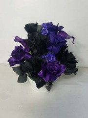 Purple Black Rose Tiger Lily Bridal Wedding Bouquet Accessories
