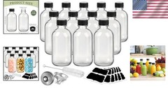 Showvigor 12 Pack 2oz Clear Glass Shot Bottles with Caps and…
