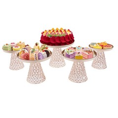 5-piece Crystal Cake Stand-french Gold Cake Stand For Wedding & Ceremony Bakery