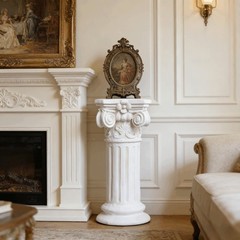 12″Retro Elegant White Ancient Greek Style Roman Column for Garden Decoration