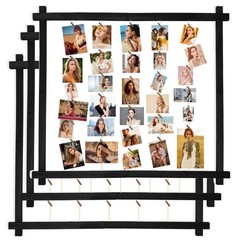 Wood Picture Frames Collage,Photo Display With 30 Clips,Hanging Picture Board…