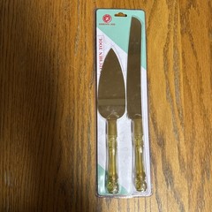 Gold Elegant Cake Knife and Server Set, Steel Plated Blades with Acrylic Handles