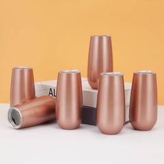 12 Pack Stemless Insulated Flute Tumblers, 6 Oz Unbreakable Rose Gold Champag…