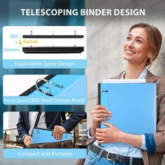 WOT I Telescoping 3 Ring Binder 1 Inch 12-Pack, Flexible Binder with Expandab…