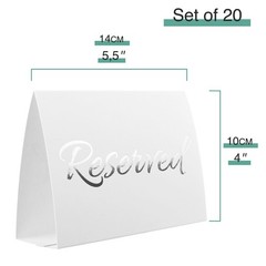 20 Pack Modern White Reserved Table Sign with Silver Letters – Reserved Signs…