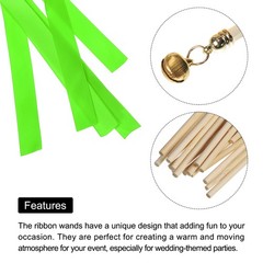 30Pcs Wedding Party Ribbon Streamers Sticks for Party Celebration Shiny Green