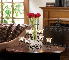 Stunning Scrollwork Candleholder Stand With Vase Home Decorative Collectible