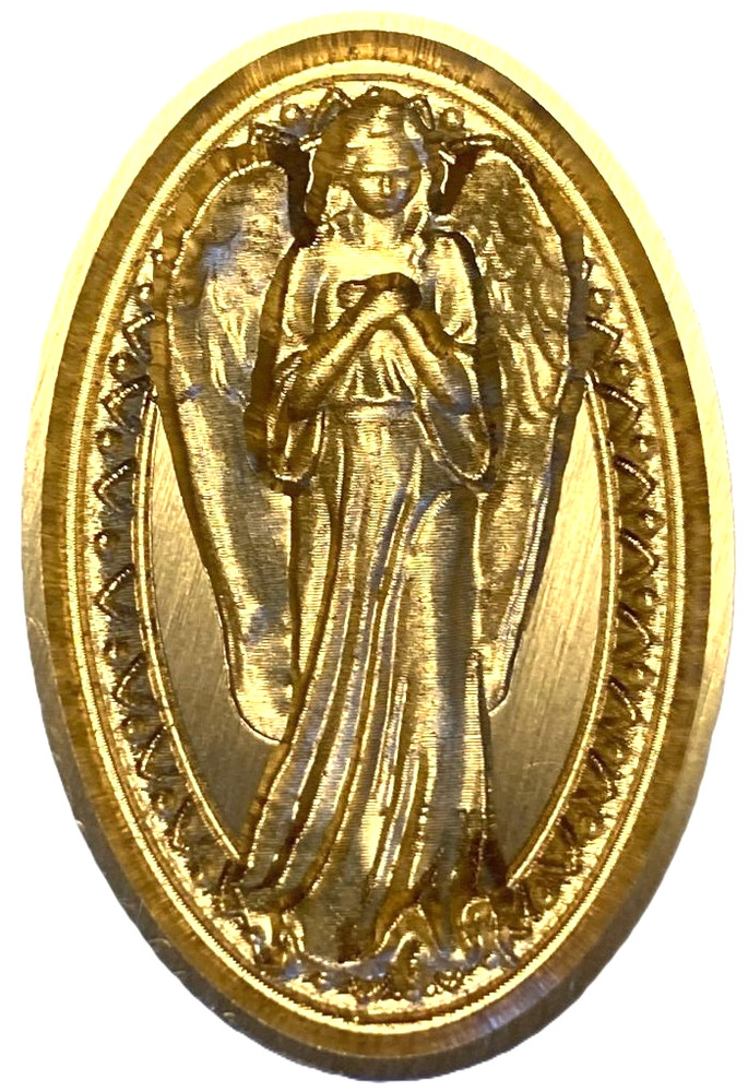 Winged Angel oval Wax Seal Stamp head, beautiful 3D design with border!