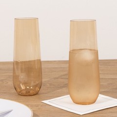 9 oz Amber Gold Stemless Plastic Champagne Flutes Disposable Party Tableware