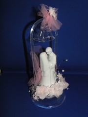 New Vintage Wilton «Rhapsody» Wedding Cake Top, white porcelain, pink 117-305