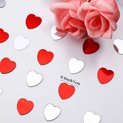 4500 Pcs/10mm Foil Heart Confetti for Wedding Bulk Pack Metallic Red, Silver