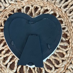 Ceramic Heart Photo Frame White Floral Wedding Valentine Cottagecore 7.5″