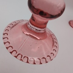 4 Pcs VTG Champagne Flutes, 5 oz Pink Goblet Champagne Glasses, Hobnail Drin..