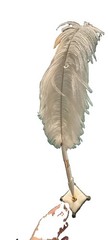 Vintage White feather pen with Cushion Pen Holder Whimsical Renaissance Era
