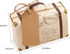 50pcs Suitcase Candy Boxes, Party Favor Candy Box, Vintage Kraft Paper Gift Bag