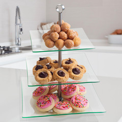 Home Dess Chef Buddy Three Tier Square Glass 11.5″ x x 16″, Clear