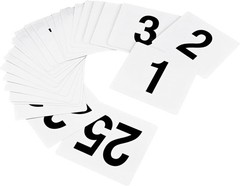Durable White Plastic Table Numbers 1-25 – Perfect for Banquets & Restaurants