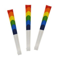 TKMOS 12 Pack Rainbow Folding Fans Red, Orange, Yellow, Green, Blue, Purple