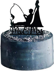 Fishing Wedding Cake Topper, Funny Bride and Groom Cake Decoration, Fishing Them