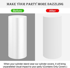 Set of 5 – White Cylinder Pedestal Stand Covers, Spandex Cylinder Stand Covers f
