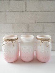 Ombre Pink and White Mason Painted Jar Centerpiece